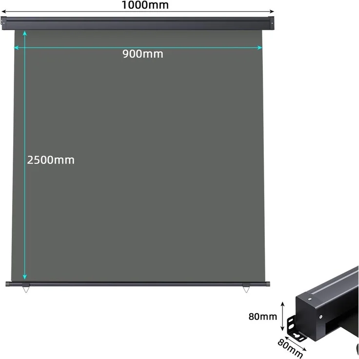 Senkrechtmarkise ausziehbar Seitenmarkise Windschutz Balkonmarkise Sichtschutz - 100x250cm - Grau – Bild 5
