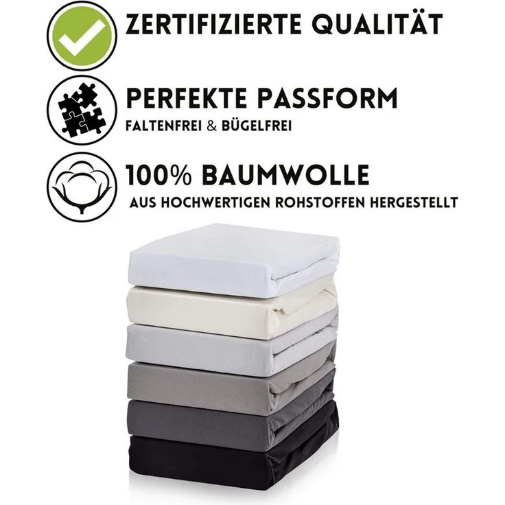 Hometex Premium Textiles Spannbettlaken Exclusive bis 25 cm Steghöhe, Jersey, Gummizug: rundum, 100% Baumwolle, Premium Qualität 160 g/m² – Bild 3
