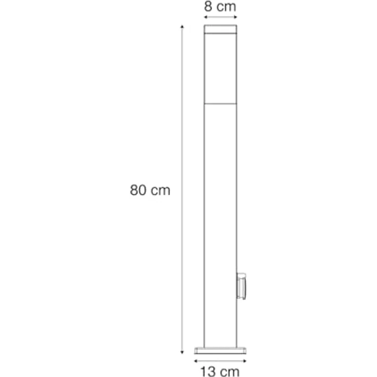 Qazqa Malios Außen Pollerleuchte, Wegeleuchte in Dunkelgrau, max. 15W, IP44, Dimmbar, 80cm, Rechteckig, E27 Fassung – Bild 4