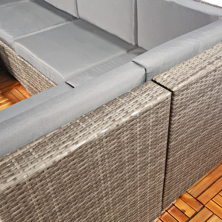 Gartensitzgruppe Terrassenmöbel Polyrattan Lounge Garnitur Essgruppe grau – Bild 6