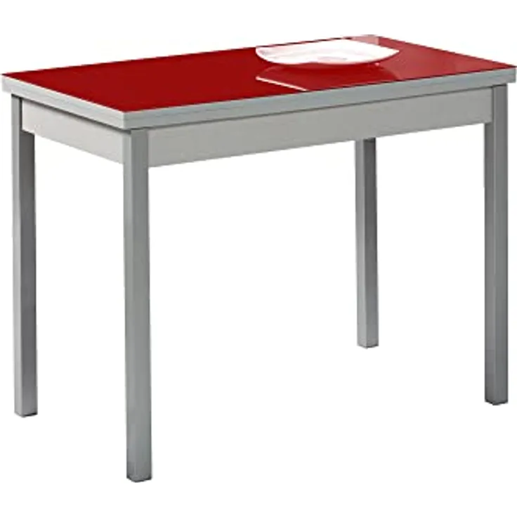 ASTIMESA Küchentisch, Metall, rot, 90 x 50 cm, ausgezogen 140 x 50 cm