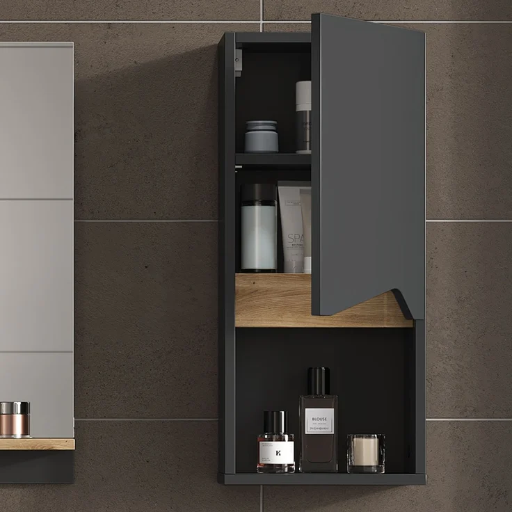 Badschrank Marelle Anthrazit/Artisan 30 x 67 cm mit Tür und offenem Fach Vicco – Bild 5
