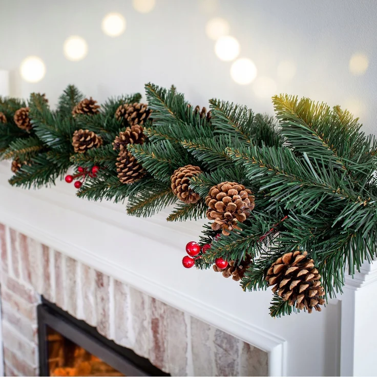 KADAX Weihnachtsbaumgirlande 115 cm. Dicht mit Zapfen – Bild 4