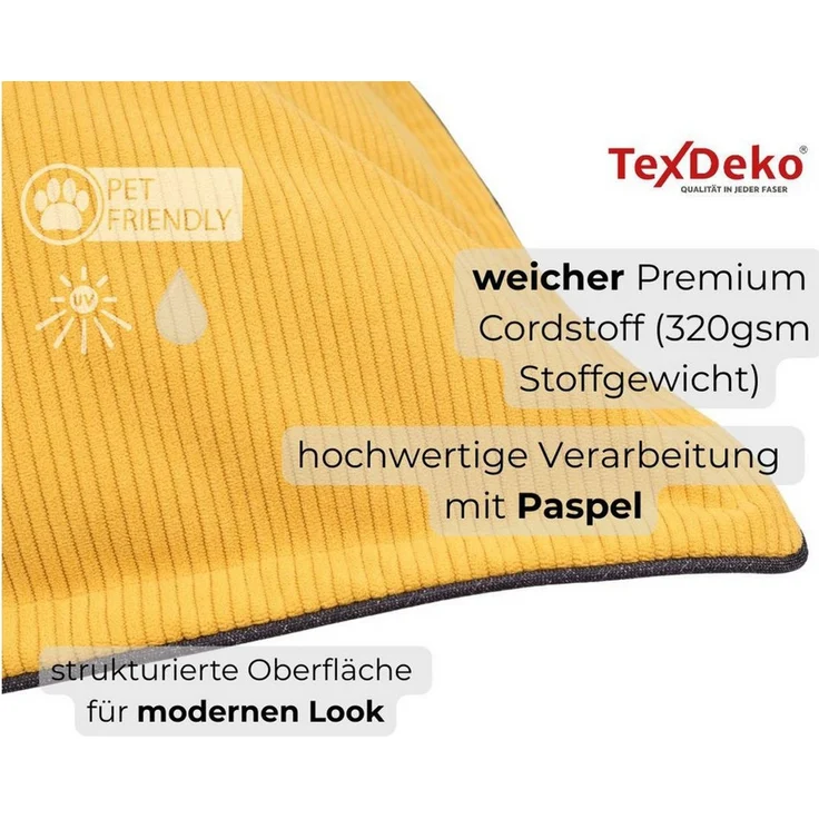TexDeko Palettenkissen TexDeko Cord 2-TLG Palettenkissen-Set wasserabweisend, 1x Palettenkissen (Sitzkissen) + 1x Rückenkissen, Premium Qualität – Bild 4