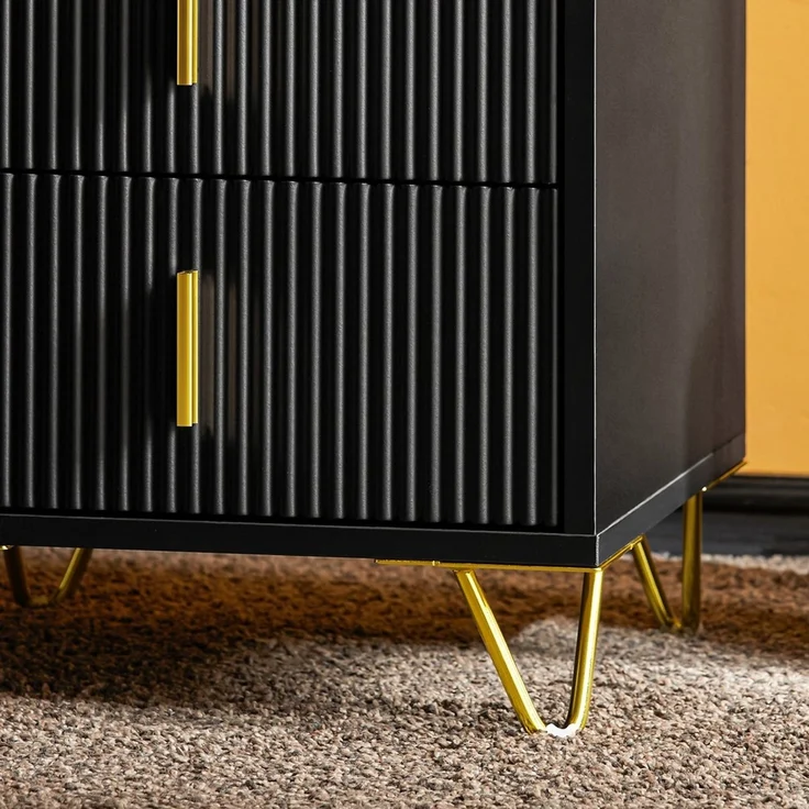 SoBuy FBT115-L-SCH Nachttisch, MDF, Melamin, Schwarz, 40 x 63 x 36 cm – Bild 7