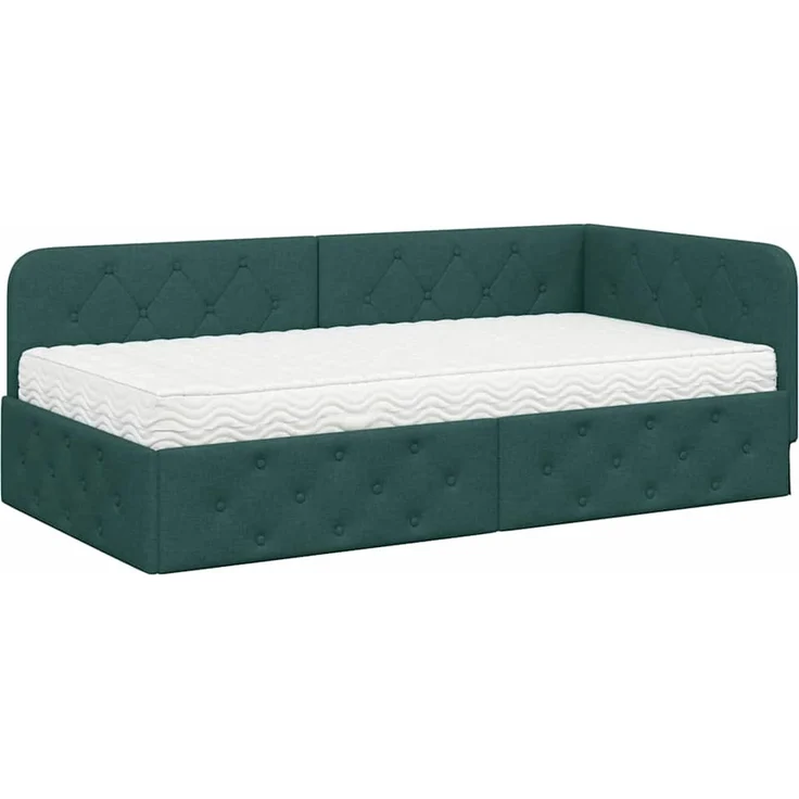 vidaXL Eckbettgestell Dunkelgrün 100 x 200 cm Stoff 3394057 – Bild 1