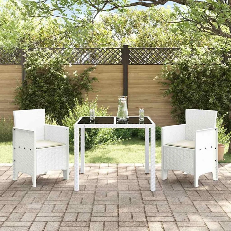 vidaXL Gartenstuhl mit Kissen 2 pcs Weiß 53 x 49 x 85 cm Polypropylen 847462 – Bild 3