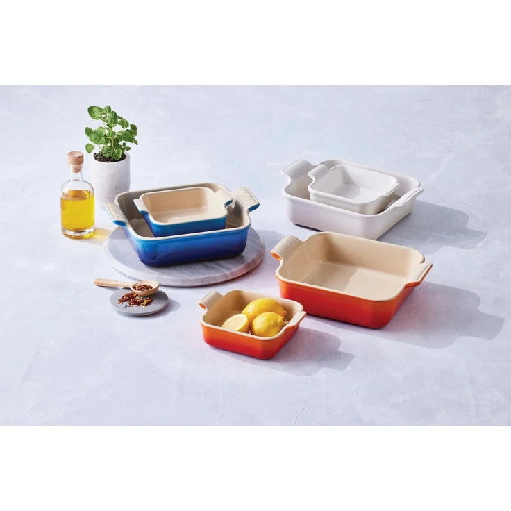 LE CREUSET Auflaufform Auflaufform Tradition quadratisch ofenrot 2tlg, Steinzeug – Bild 2