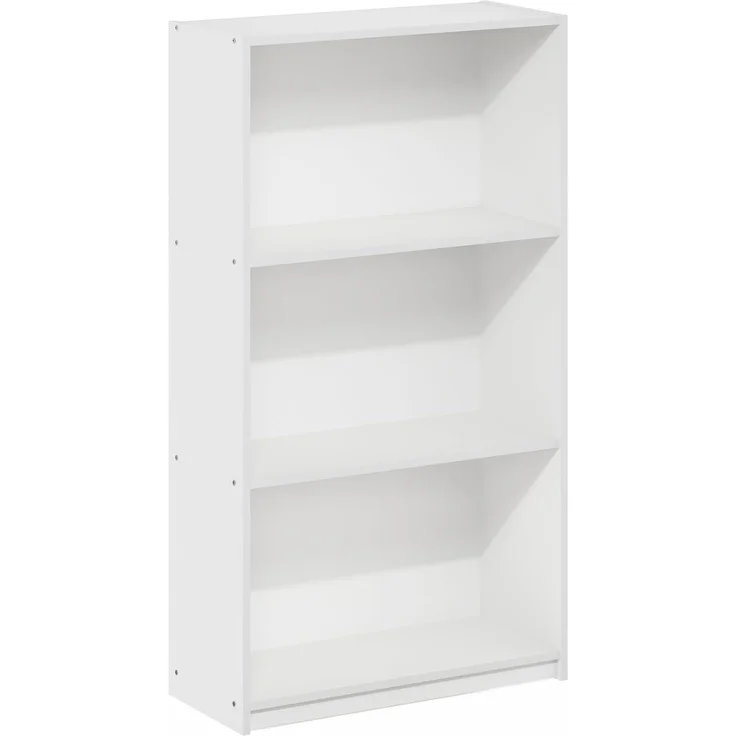 Furinno Basic 3-stufiges Bücherregal mit Aufbewahrungsregalen, Weiß/Weiß – Bild 5