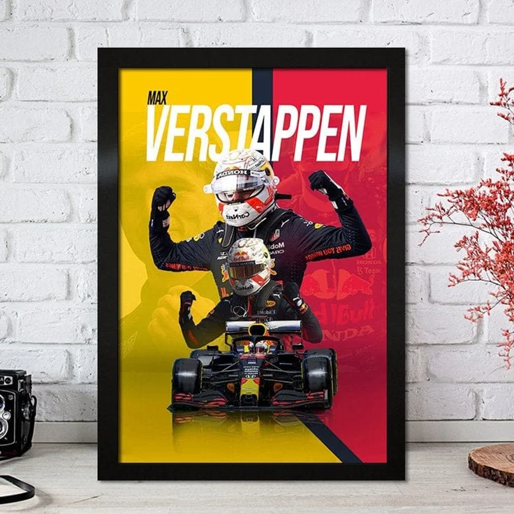 Poster Formel 1 Max Verstappen Rennfahrer Helm Rennwagen Red Bull · Deko Print ohne Rahmen - H / 21x30 cm – Bild 1
