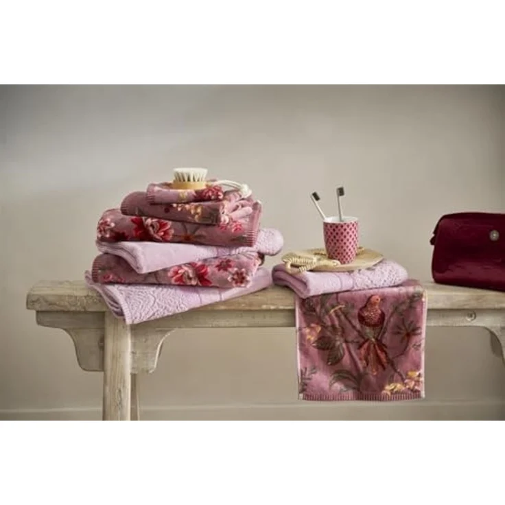 PiP Studio Waschlappen Secret Garden_Mauve_UV_UV_16x22 3 Waschlappen 16 x 22 cm, Baumwolle (1-St), Wachlappen Waschhandschuh – Bild 3