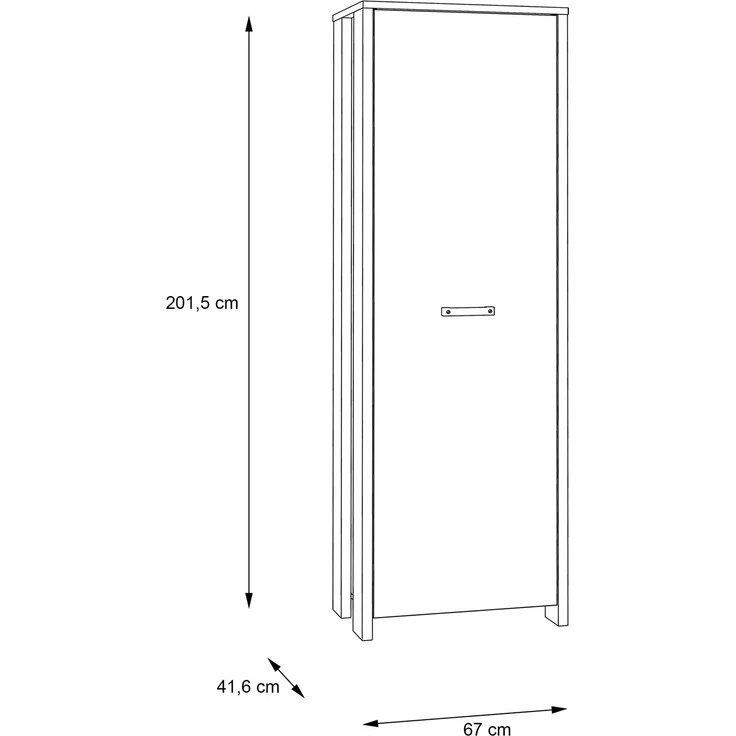 FORTE Clif Kleiderschrank, Holzwerkstoff, Grau/Braun, 67 x 201,5 x 41,6 cm – Bild 5