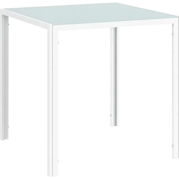 HOMCOM Esstisch für 4 Personen, aus Hartglas (Esszimmertisch, 1-St, Küchentisch), bis 80 kg belastbar, für Küche, Esszimmer, 75 x 75 x 75 cm, Weiß – Bild 2