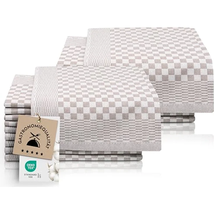 ZOLLNER 20er Set Geschirrtücher Baumwolle in 46x70 cm - super saugstarke und robuste Küchentücher – waschbar bis 60°C – in braun kariert - Gastronomiequalität - Oeko Tex® Zertifiziert – Bild 2