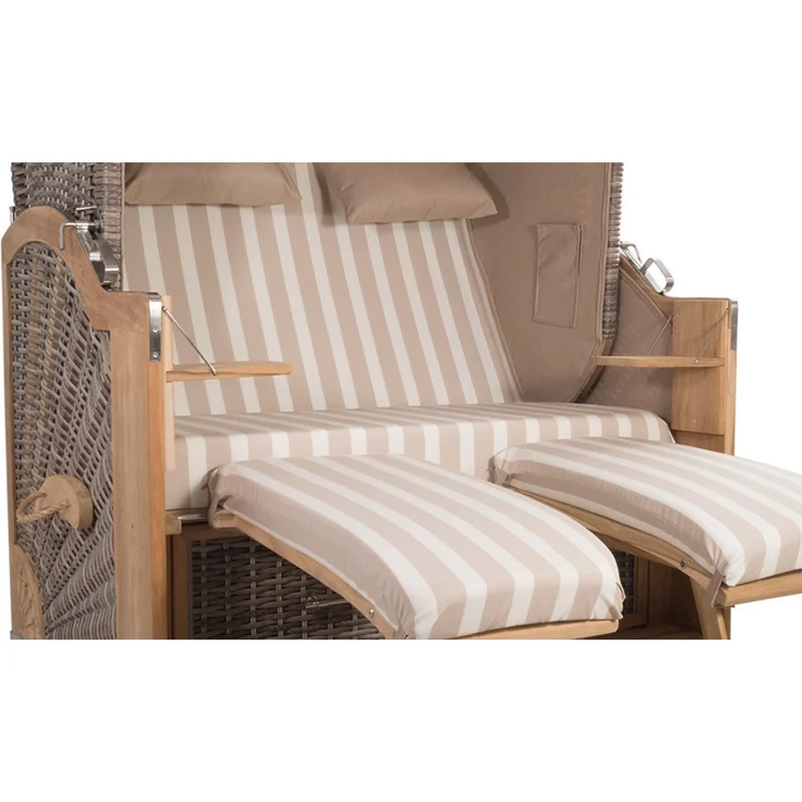 Strandkorb Kampen 2,5-Sitzer White Oak Set 2 inkl. Industrierollen und Hydraulikdämpfer – Bild 3