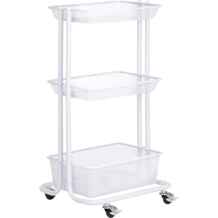 IDIMEX Servierwagen VALIENTE, Rollwagen mit 3 Körben für Küche & Badezimmer schmal Metall weiß