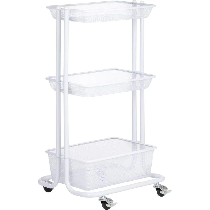 IDIMEX Servierwagen VALIENTE, Rollwagen mit 3 Körben für Küche & Badezimmer schmal Metall weiß – Bild 1