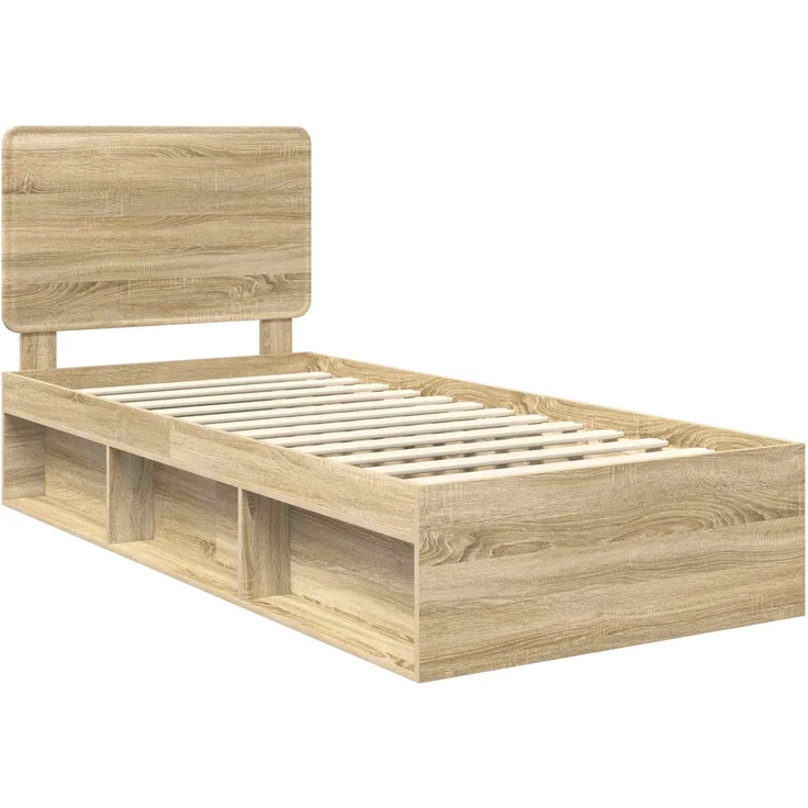vidaXL Bettrahmen mit Kopfteil Sonoma 90 x 190 cm Massives Kiefernholz 3412544 – Bild 3