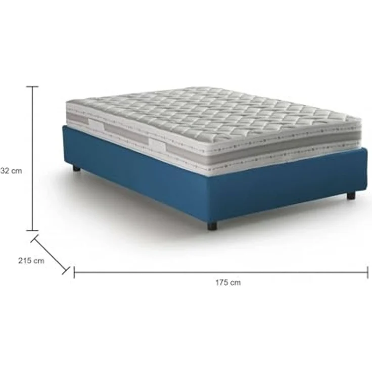 Talamo Italia - Doppelbett „Grace“, Bettkasten mit Stoffbezug, 100 % Made in Italy, Öffnung vorne, inklusive Matratze 160 x 200 cm, Blau – Bild 2