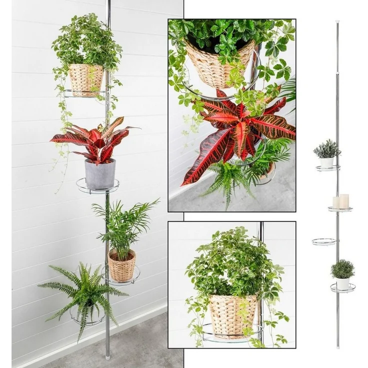 Meinposten Blumenständer Teleskop-Blumenregal Pflanztreppe Blumentreppe Regal Pflanzenregal, Ohne Bohren – Bild 3