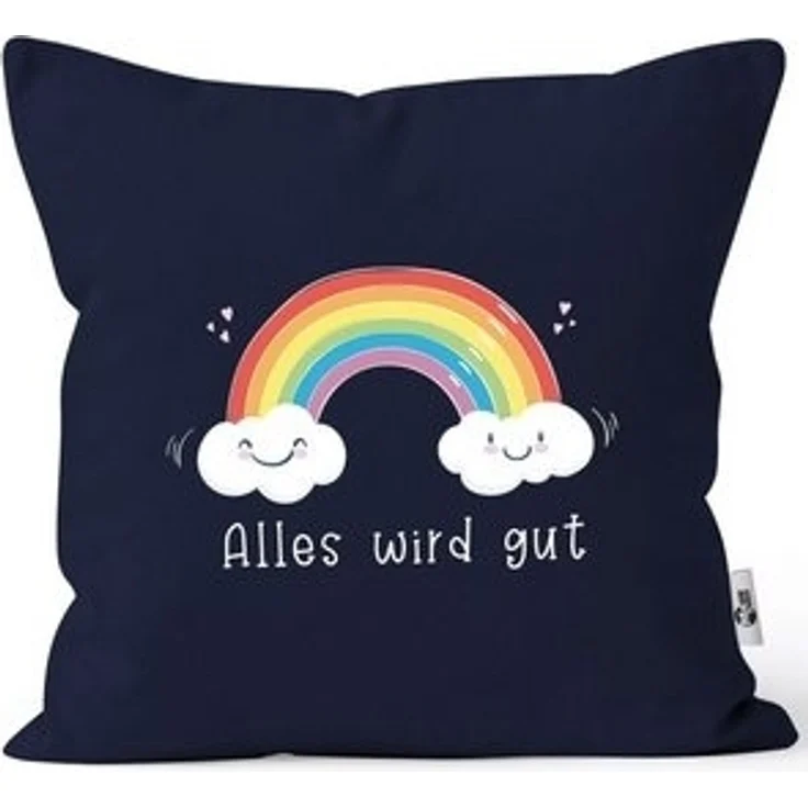 MoonWorks Dekokissen Kissen-Bezug Regenbogen Alles wird gut Mutmacher Geschenk Trost Aufmunterung positiv denken durchhalten Moonworks® – Bild 6
