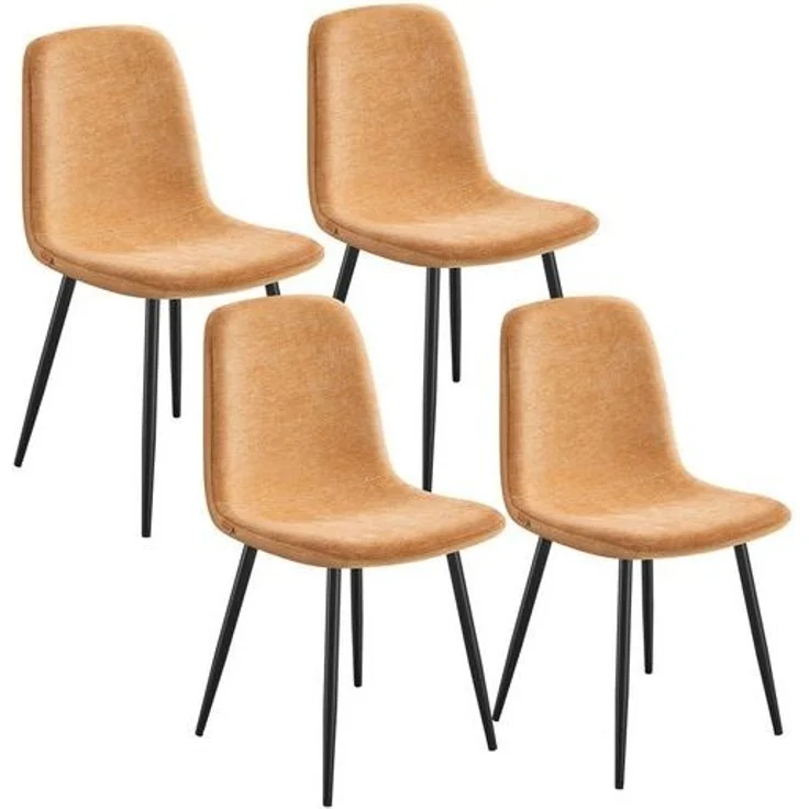 VASAGLE Esszimmerstuhl 4er Set, Küchenstuhl, Polsterstuhl, Metallbeine, verstellbare Füße, pflegeleicht, Chenille-Gewebe, PU mit von Gletschern inspiriertem Muster, von SONGMICS, karamellbraun KDCDE188K02