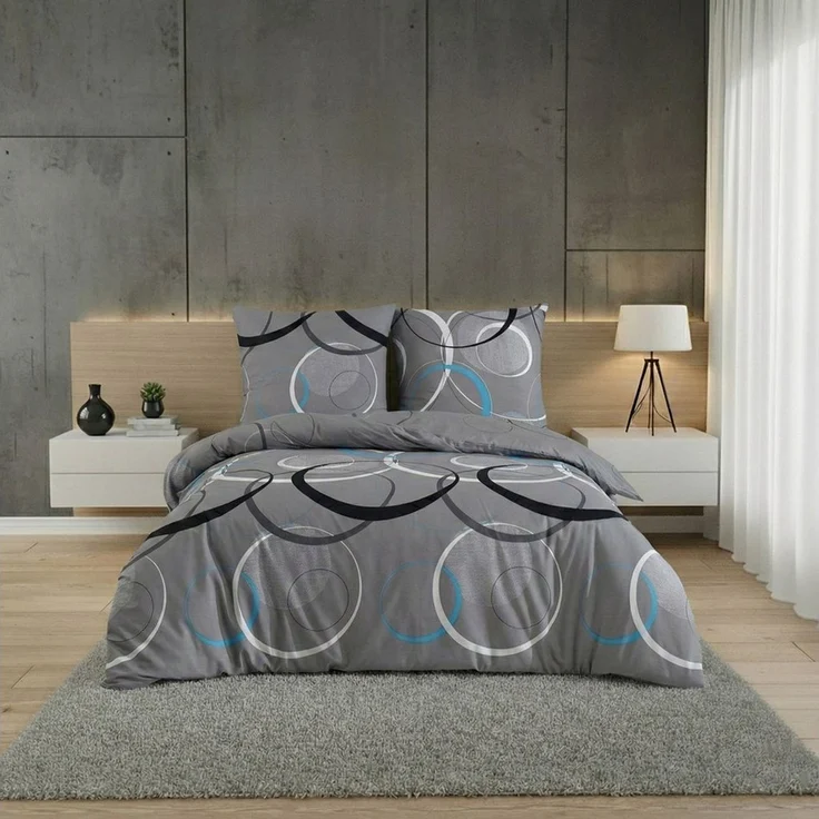 Buymax Bettwäsche Wave, Bettgarnitur, Bettbezug Set, Biber, 3 teilig, 100% Baumwolle – Bild 1