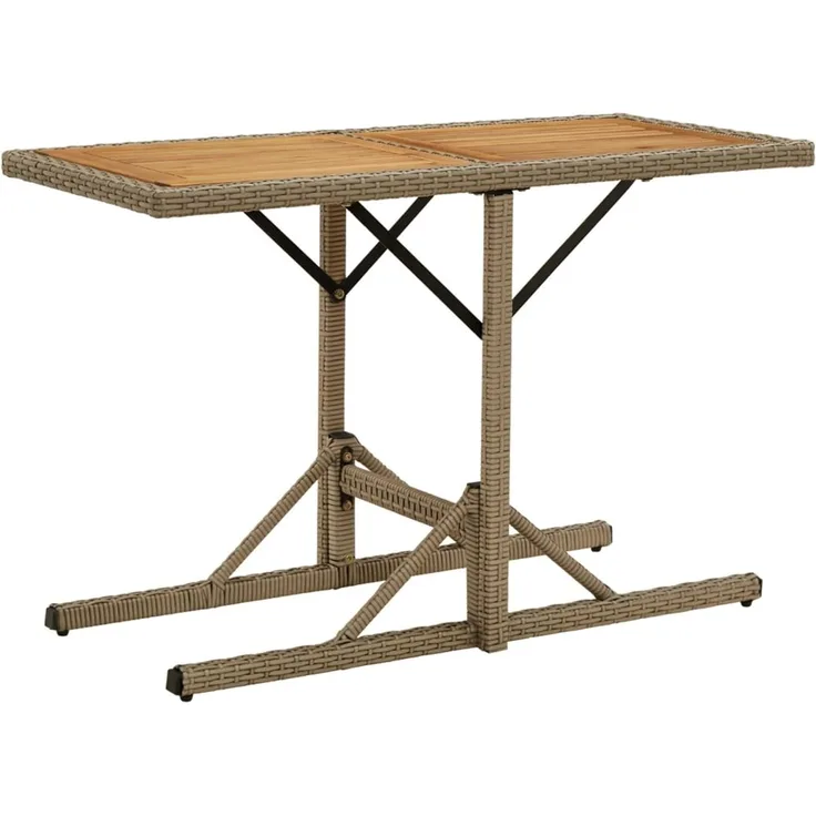 vidaXL Gartentisch Beige Massivholz Akazie und Poly Rattan 316801