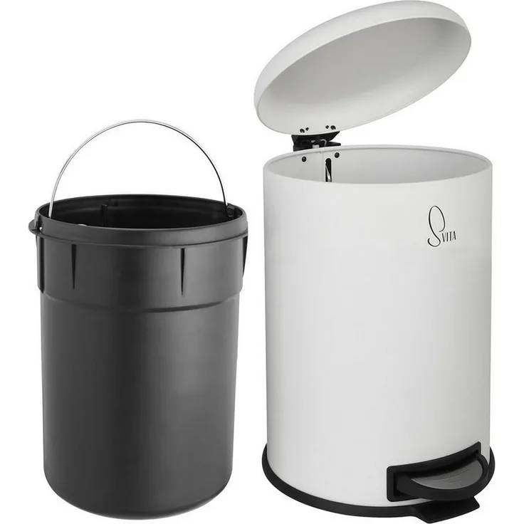 SVITA T20 Treteimer 20 Liter Abfalleimer Mülleimer Mülltonne Weiß