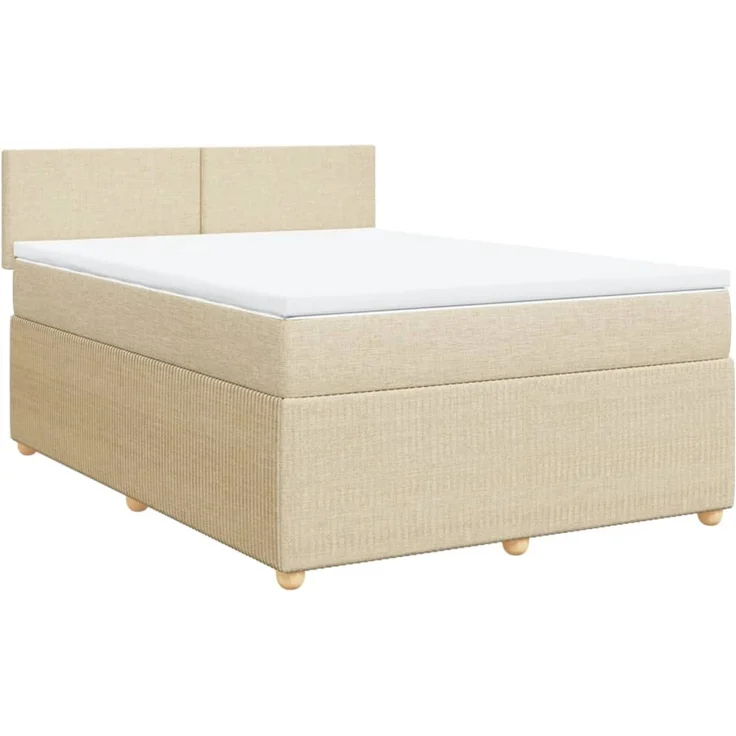 vidaXL Boxspringbett mit Matratze Creme 140x190 cm Stoff 3289749 – Bild 3