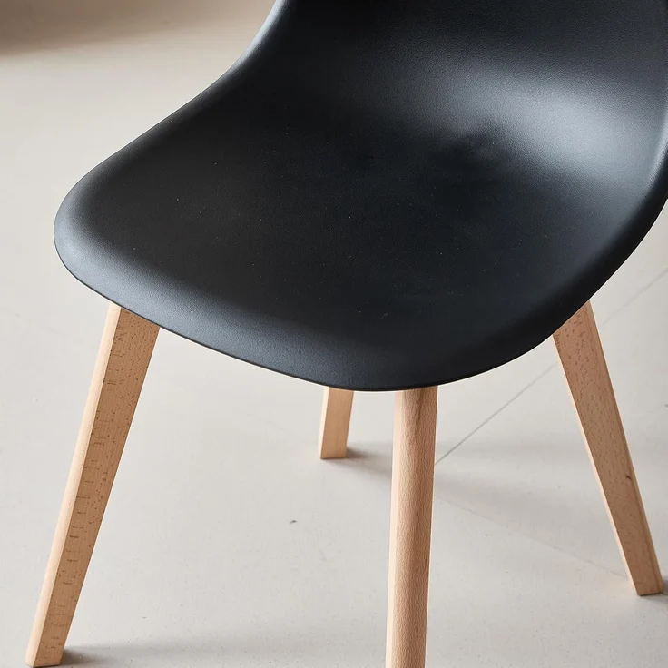 Esszimmerstühle 4er Set Beine Buchenholz Schwarz Schwarz 4 Stühle – Bild 5