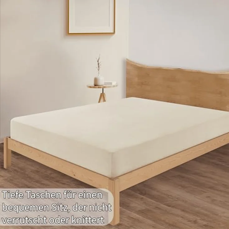 Jersey Spannbettlaken Baumwolle 100x200+30 cm, diverse Farben Beige – Bild 9