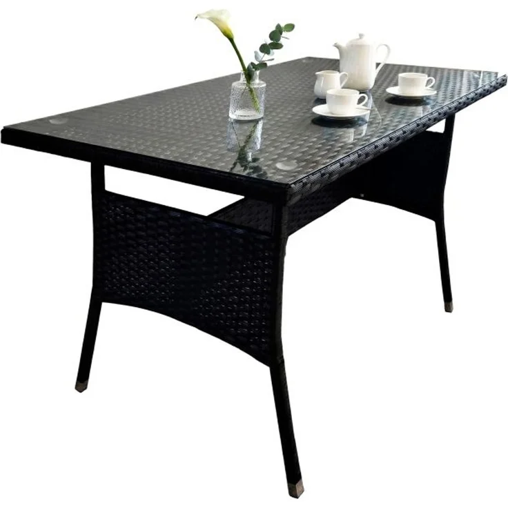 Gartentisch Rattanoptik mit Glasplatte 10053336_46 – Bild 1