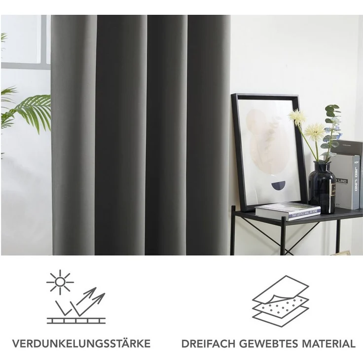 Deconovo Verdunkelungsvorhang Blickdichter Vorhang mit Ösen Gardinen Wohnzimmer 1 Stück, Verdunkelung Lärmschutz Thermogardine Dicke Vorhänge Kälteschutz – Bild 3