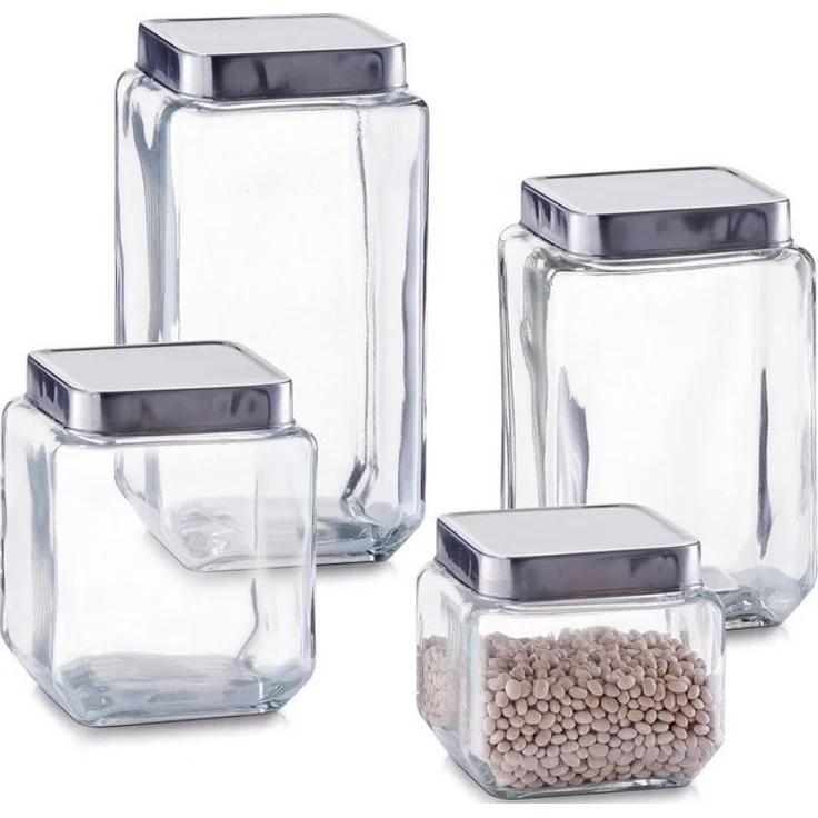 Zeller Present Vorratsglas, Glas, (4-tlg), dekorativ und praktisches Set – Bild 2
