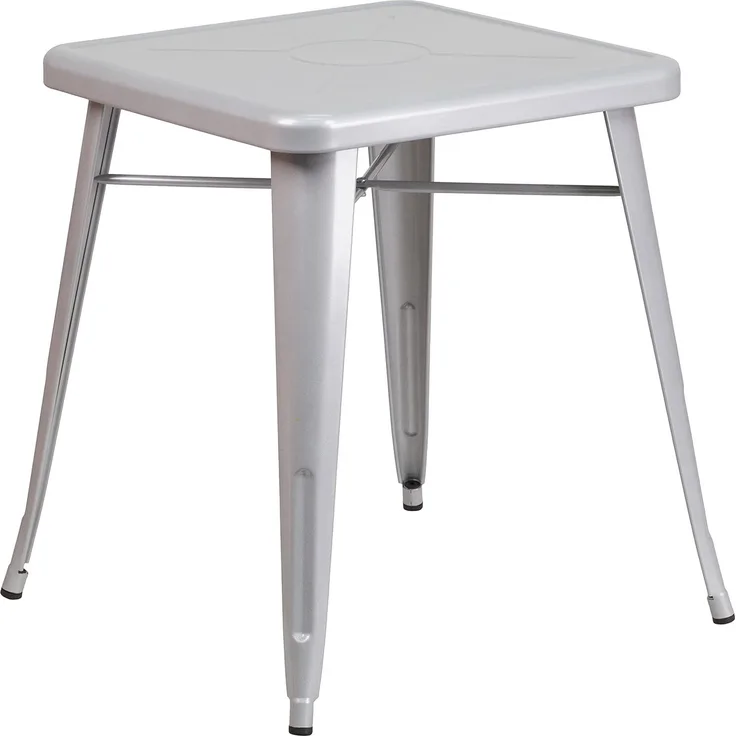 Flash Furniture Quadratischer Tisch für drinnen und draußen, Metall, silberfarben, 64,77 x 63,5 x 15,24 cm