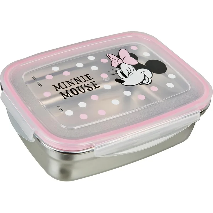 Disney Minnie Mouse Lunchbox Edelstahl Silber Brotdose 17 x 12,5 x 6 cm Snackbox unterwegs, Edelstahl, (Packung)