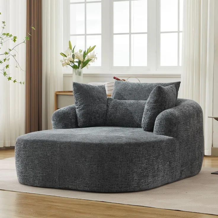 Schlafsofa mit großzügiger Sitzfläche, Cordbezug in Grau und gepolsterten Armlehnen,81 x 146.5 x 131 cm – Bild 3