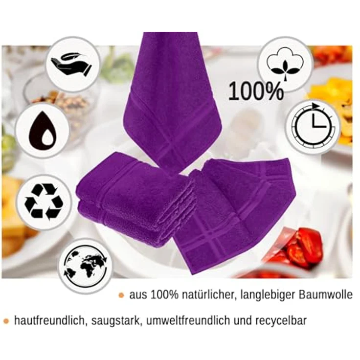 Lashuma Geschirrtuch - Premium, (Spar - Set, 4-tlg, 4er Frottee Küchenhandtücher 50x50 cm), aus 100% Baumwolle, extra saugstarkt und langlebig – Bild 2