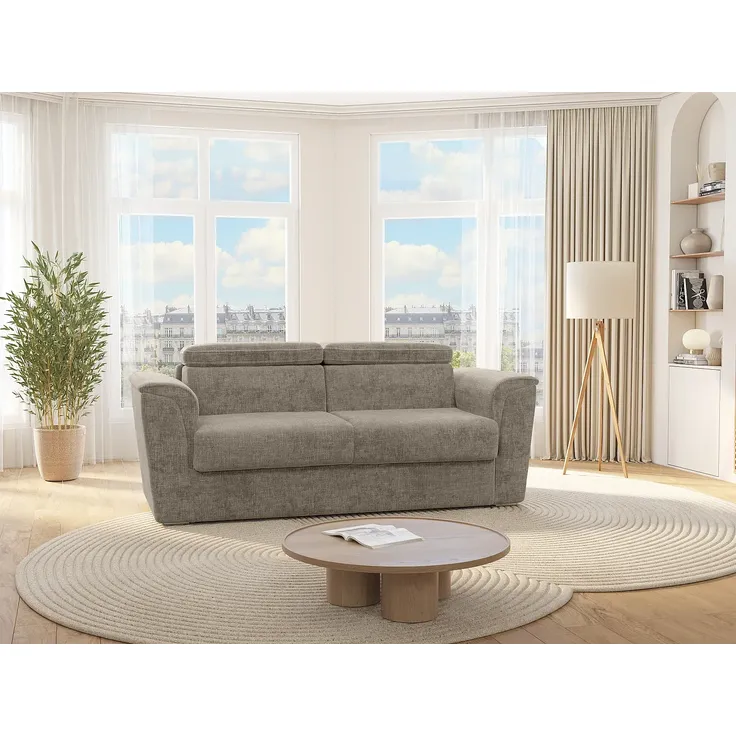 Vente-unique - RIZORA Sofa Stoff Schokoladenbraun - B 223 cm96 cm x H 95 cm x L 230 cm