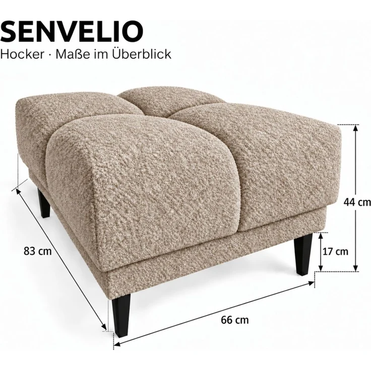 Ecksofa Schlafsofa SENVELIO RELAX inkl. Hocker Stoff Glam Beige Ottomane Links – Bild 6