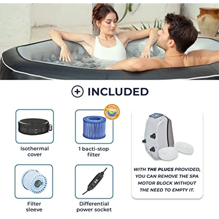 NetSpa Python aufblasbarer Whirlpool für 5-6 Personen achteckig 185 x 185 x 70 cm Outdoor Whirlpool – Bild 3