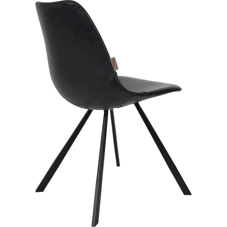Dutchbone Esszimmerstuhl Franky im 2er-Set, schwarzer Kunstlederbezug mit Stahlgestell, Vintage-Design – Bild 2