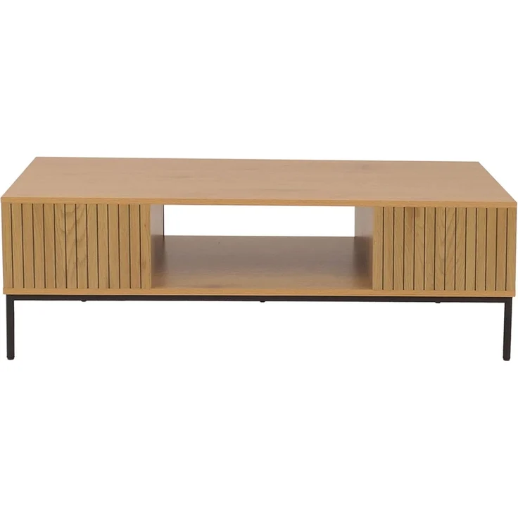 Couchtisch HWC-O39, Tisch Sofatisch Beistelltisch Ablage, Melamin MDF 39x120x60cm ~ natur – Bild 6