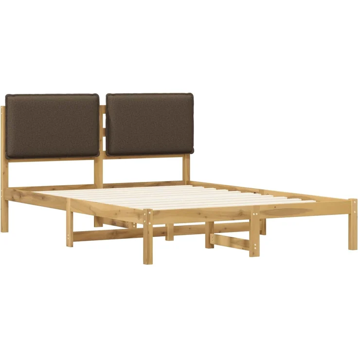 vidaXL Bettgestell mit gepolstertem Kopfteil Weiß gewaschen und Taupe 903907 – Bild 3