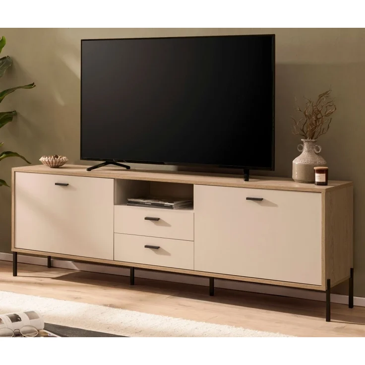 TV-Lowboard Ingar in Kaschmir und Eiche 195 x 64 cm – Bild 1