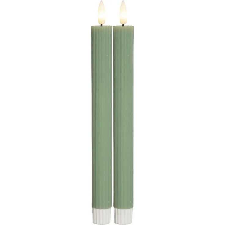 Star LED Kerzen Set (2 Stück) – Stabkerzen aus Echtwachs mit flackernder Flamme, warmweißem Licht, Timer-Funktion, batteriebetrieben (Batterien Nicht Ink.) – für den Innenbereich