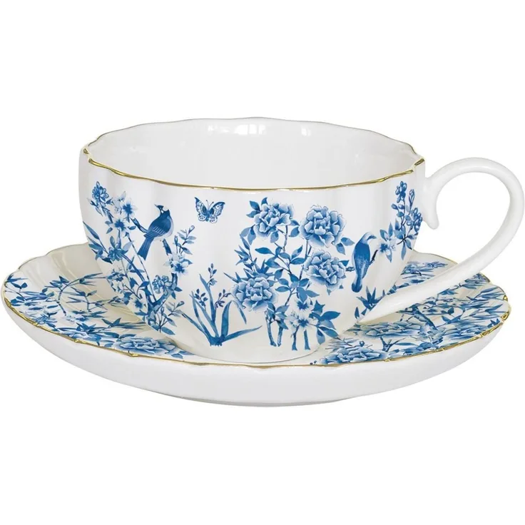 EasyLife Tasse Paradise Garden, Porzellan, Handwäsche empfohlen, Mehrfarbig, Blumen und Vogel, H: 7cm