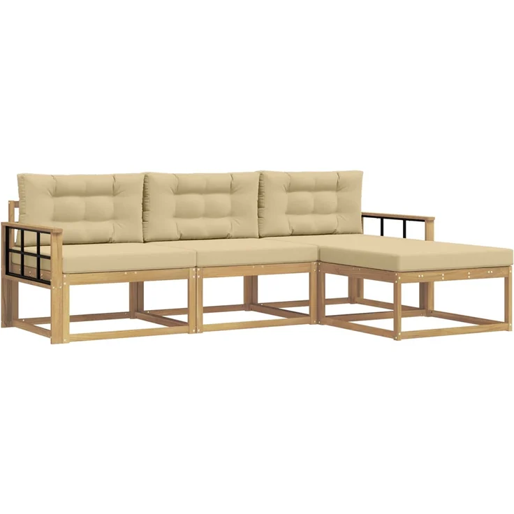 vidaXL Outdoor-Sofagarnitur 4 stk. Weiß und Beige Polyester 3386282 – Bild 2