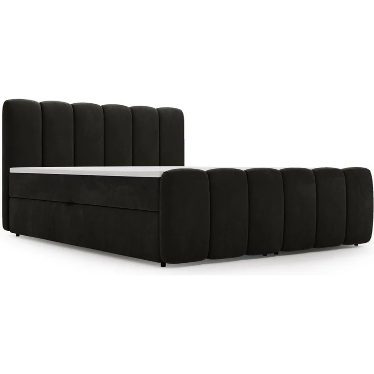 GRAINGOLD Cloud Boxspringbett 140x200, Bett mit Bettkasten, Velour-Stoff, mit Kopfteil, Dunkelgrau – Bild 2